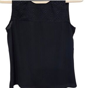 Banana Republic Black Embellished Yoke Sleeveless Tank Top Womens XS